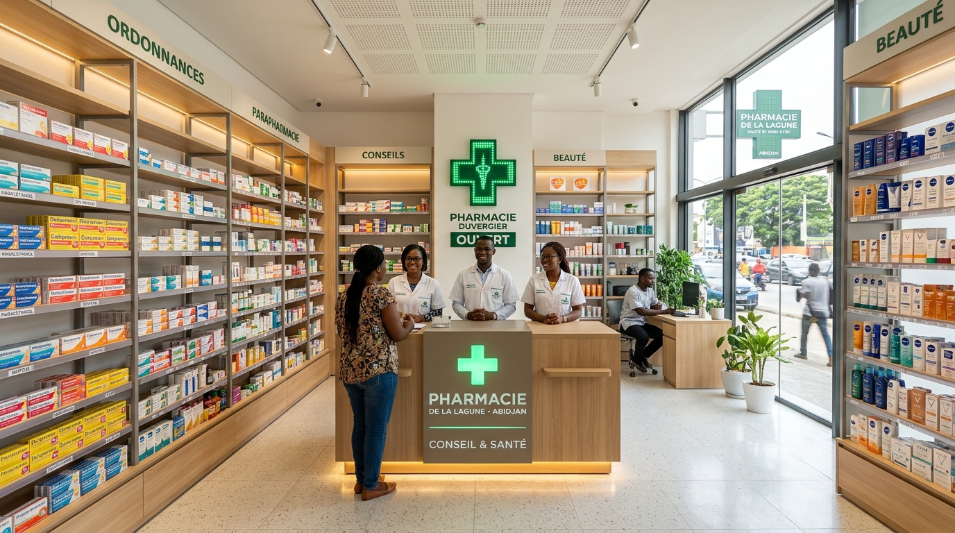Intérieur de la Nouvelle Pharmacie MPouto Abidjan